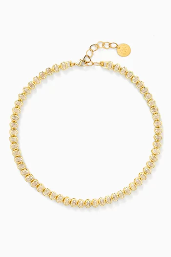 Crystal Chain Necklace in Gold-plated Brass