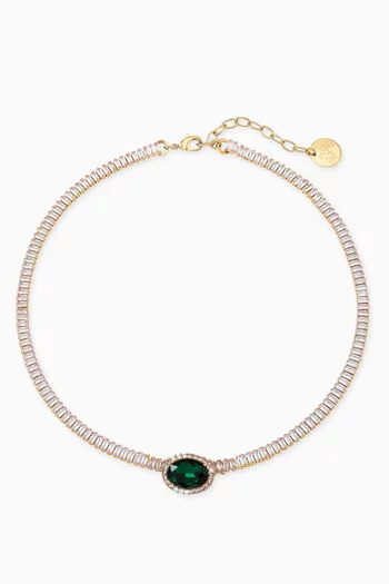 قلادة بدلاية مزينة بالكريستال نحاس مطلي ذهب