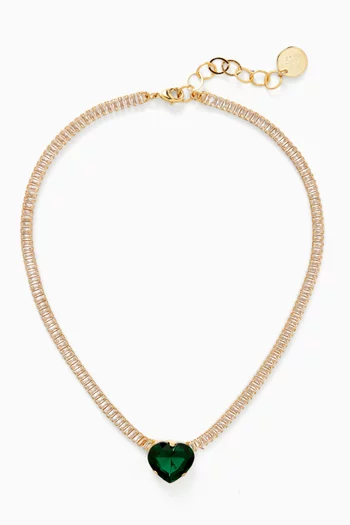 قلادة بدلاية بتصميم قلب مزينة بالكريستال نحاس مطلي بلون ذهبي