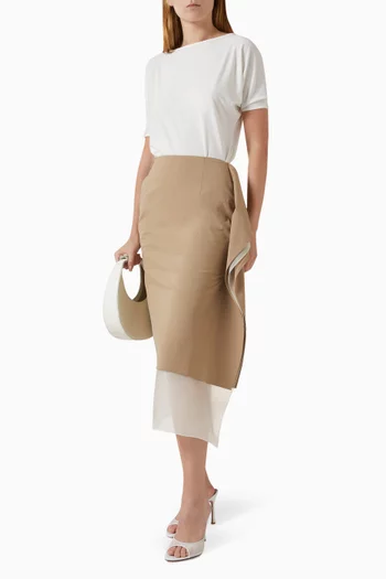 Lilac Draped Skirt in Cupra Rayon Blend