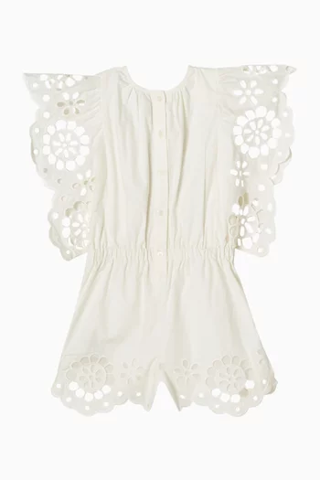 Awaken Broderie Anglaise Playsuit in Cotton-poplin
