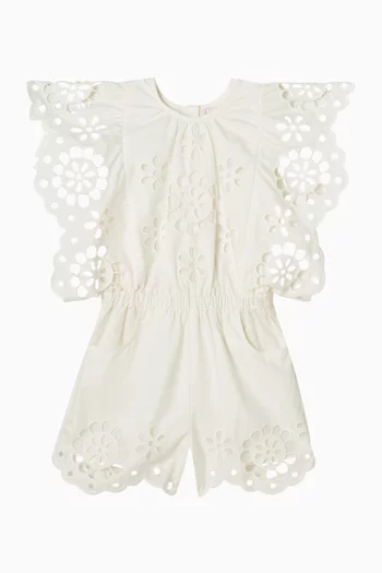 Awaken Broderie Anglaise Playsuit in Cotton-poplin
