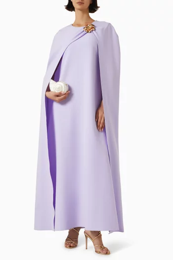 Floral-brooch Cape Dress