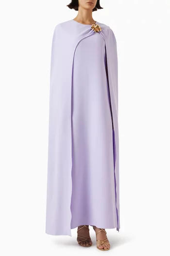 Floral-brooch Cape Dress