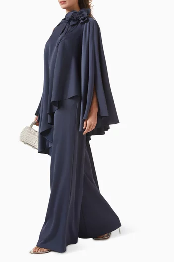 طقم بنطال وبلوزة بزهور بارزة