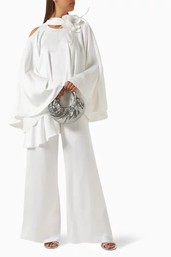 3D Floral-applique Top & Pants Set