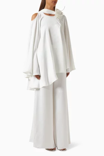 3D Floral-applique Top & Pants Set