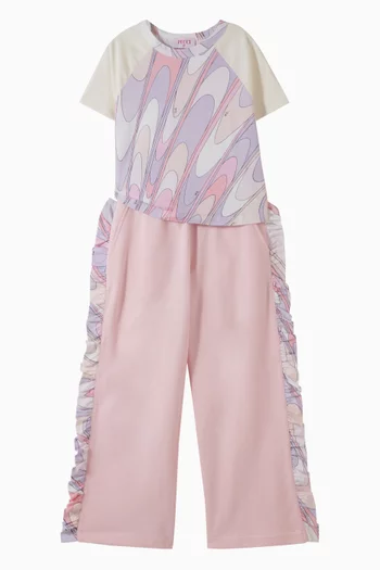 بنطال رياضي بكشكش وقصة ساق واسعة