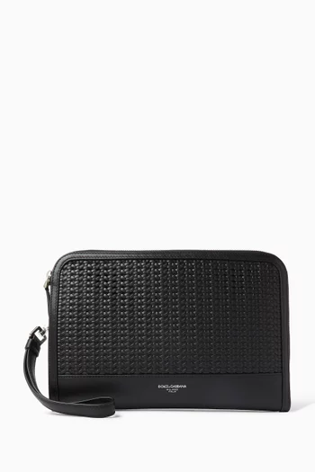 Atene Clutch Bag in Woven Plongé Calfskin