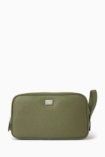 Logo-plaque Travel Pouch in Alpine Leather