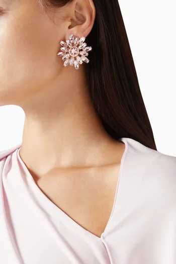 Flower Crystal Earrings in Gold-plated Brass