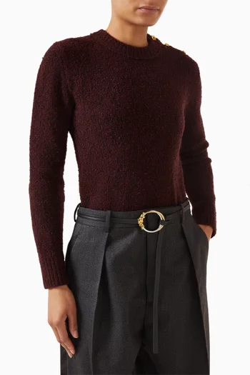 حزام مزين بحلقات وعقدة جلد