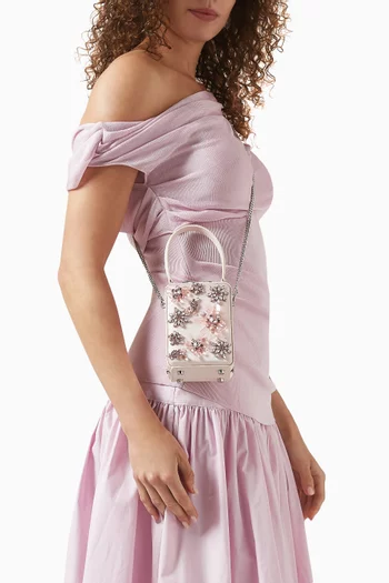 Micro Floral Top-handle Bag in Satin