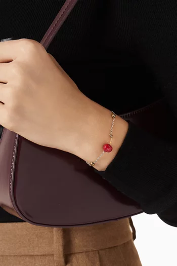 Cherry Crystal Slider Bracelet in Plated Brass