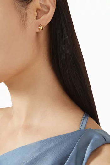 أقراط بتصميم نجوم صغيرة منفوخة نحاس مطلي