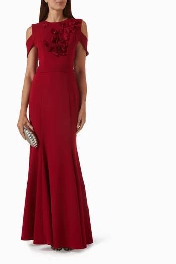 3D Floral-applique Gown