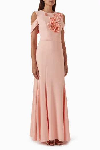 3D Floral-applique Gown