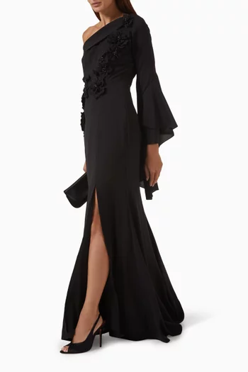 Embellished One-shoulder Gown