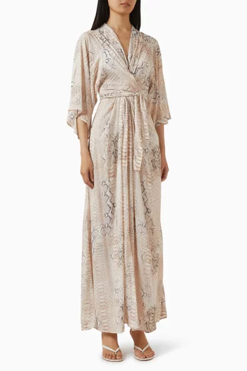 فستان ويسديم بقشة جلد الحرباء فيسكوز