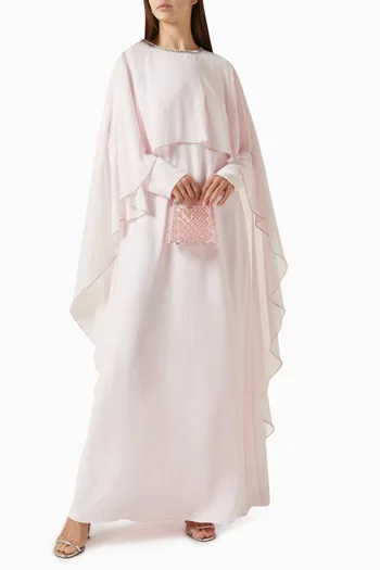 Samira Embellished Cape Dress in Chiffon