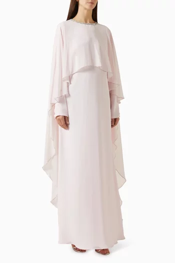Samira Embellished Cape Dress in Chiffon