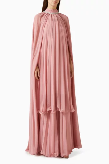 Carmen Layered Cape Dress in Chiffon