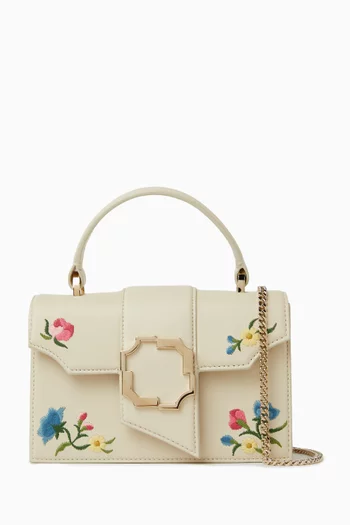 Mini Audrey Floral Top-handle Bag in Leather