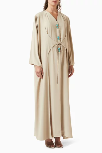 Button-embellished Abaya