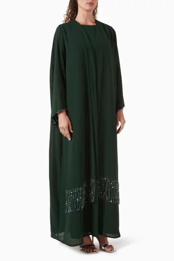 Embellished-trim Abaya Set