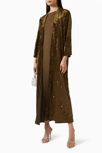 Embellished Abaya Set in Velvet