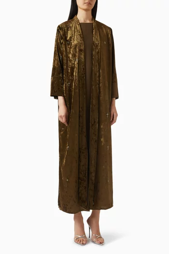Embellished Abaya Set in Velvet
