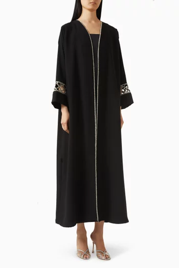 Embellished-trim Abaya