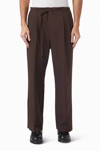 Pleat Belted Pants in Wool-blend