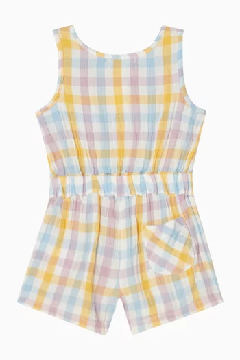 جمبسوت بنقشة مربعات موسلين قطن عضوي