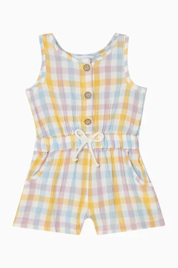 جمبسوت بنقشة مربعات موسلين قطن عضوي