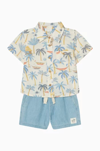 Palm Tree Shirt in Linen-blend