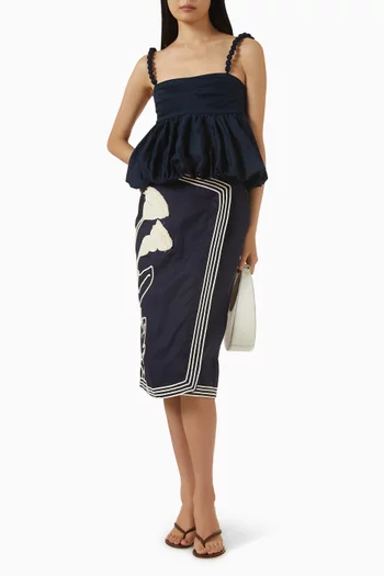 بلوزة سوموس دوس بحافة على شكل جرس قطن بوبلين