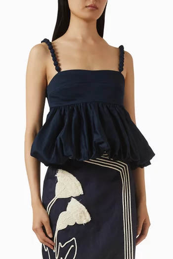 بلوزة سوموس دوس بحافة على شكل جرس قطن بوبلين