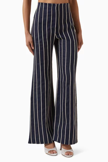 بنطال تويو بقصة ساق واسعة كتان