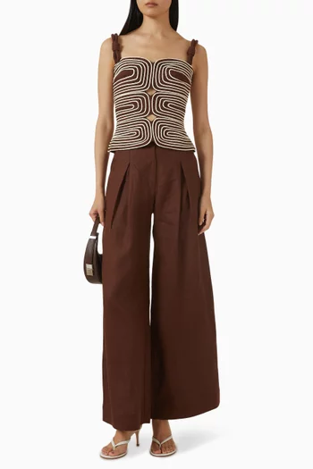 بلوزة ماريا مطرزة بالحبل كتان