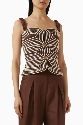 بلوزة ماريا مطرزة بالحبل كتان