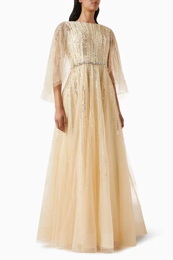 Embellished Flutter Gown