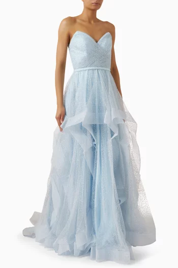 Bustier Layered Gown in Tulle