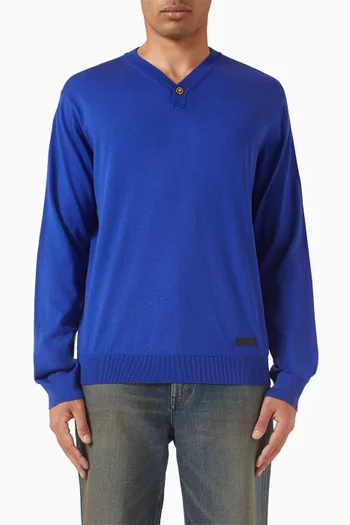 Knit V-neck Sweater in Silk & Cotton