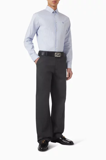 Striped Slim Shirt in Cotton Poplin