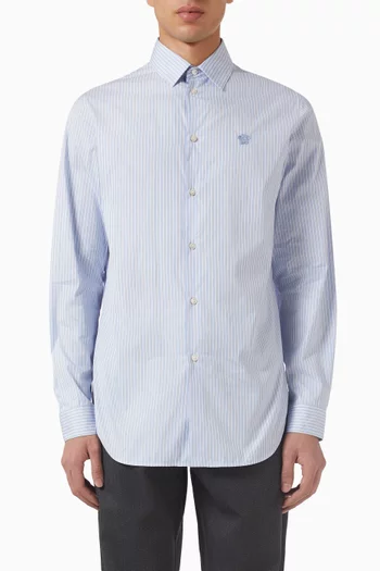 Striped Slim Shirt in Cotton Poplin