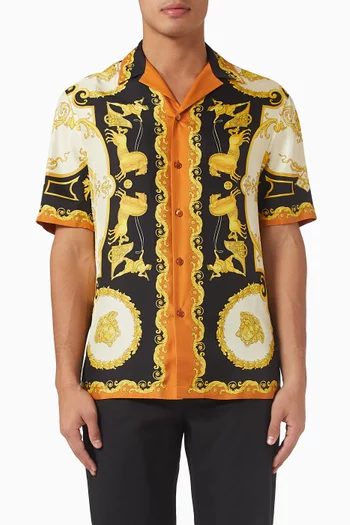 Hall of Heroes-print Shirt in Silk-twill