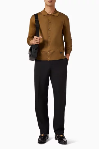 Knit Polo Cardigan in Silk-blend