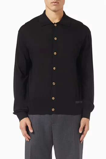 Polo Cardigan in Silk-blend