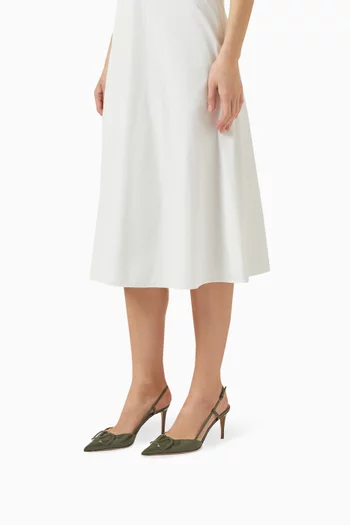 حذاء كلاسيك بسير خلفي وشعار حرف V بكعب 80 مم جلد لامع